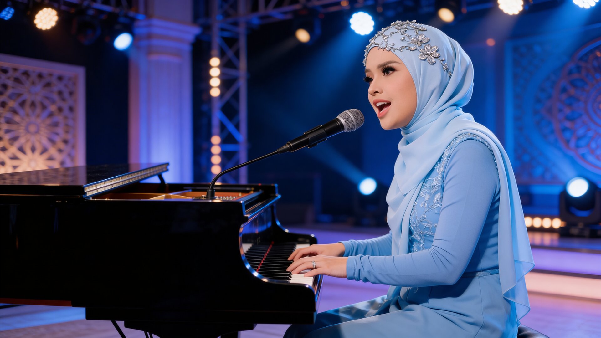 Putri Ariani performing at the piano — concert stage