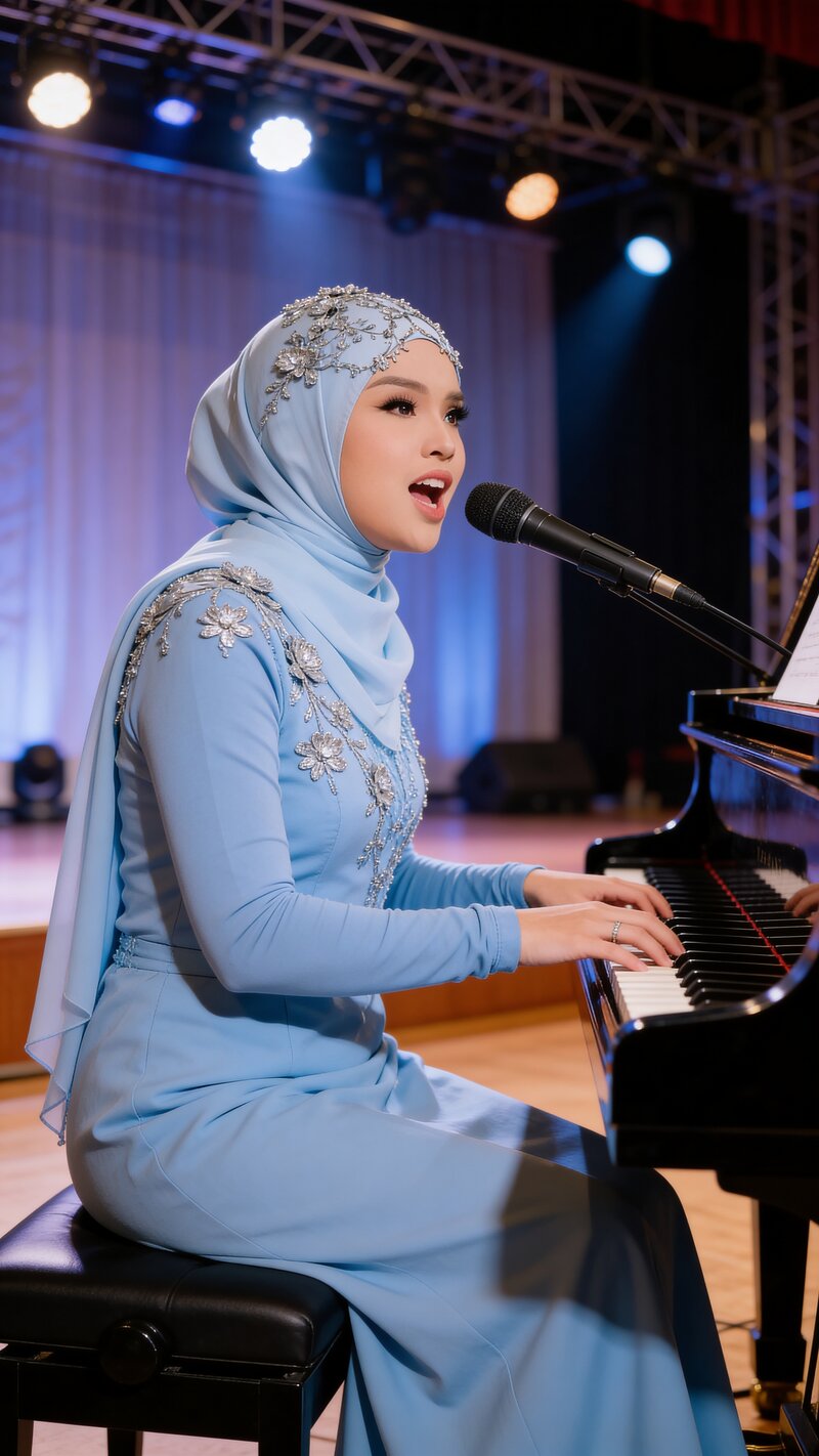Putri Ariani performing — wide angle stage shot